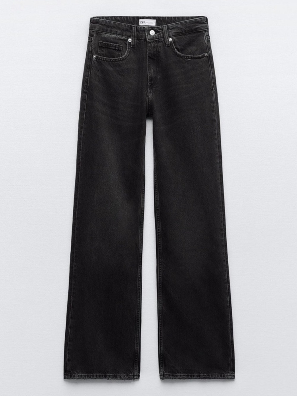 Zara Mid Rise Wide Leg Jeans in Charcoal Black